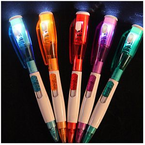 Led flashlight multi - purpose ball - point pen cute creative stationery new strange signature writing notes 3d light