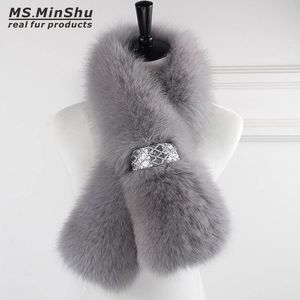 Äkta Fox Fur Scarf Luxury Real Fur Scarf Fashion Women Fox Hair Poncho Lady's Neck Warmer Högkvalitativ päls sjal