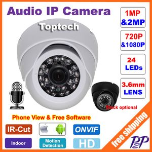 Indoor Dome Cctv-Kamera großhandel-CCTV Mini HD P P IP Kamera Audio Eingang mit externem Pickup Mikrofon ONVIF P2P Security Dome Indoor Überwachungskamera