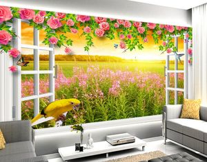 Hohe Qualität anpassen Größe moderne weiße Fenster Blume Rebe Tageslicht Feld Hintergrundbilder Hintergrund Wand 3D für Wohnzimmer