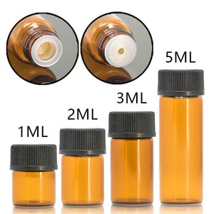 Heißer Verkauf 1 ml 2 ml 3 ml 5 ml Mini-Glasflasche für ätherische Öle mit Öffnungsreduzierstopfen, Schraubverschluss, kleine Probenfläschchen auf Lager