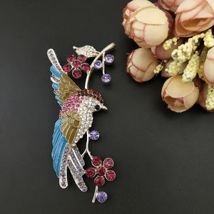 100pcs / 4 pollici rondine uccello fiore spilla pin tono argento strass smalto blu spille animale brid pins