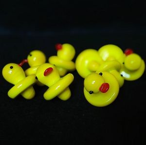 Duck UFO Carb Cap Solid Colored Glass Yellow Duck dome 24mm for 4mm Thermal P Quartz banger Nails water pipe bongs in stock