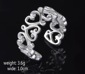 2017 hot sale best price! 925 Sterling Silver Exaggeration 10mm heart Opening ring charms fashion jewelry 10pcs/lot