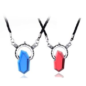 Wholesale- NIANA Wholesale Trendy Necklace Cosplay DMC Devil May Cry 5 Dante Pendant Red GEM Gift PU Leather Resin Necklaces