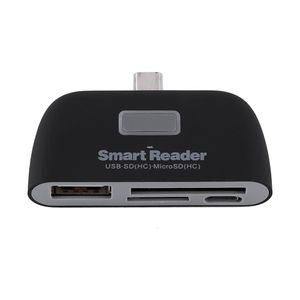 Freeshipping 4 In1 OTG / TF / SD Mini Smart Card Reader Adapter Micro USB Interface Port dla telefonu Biały