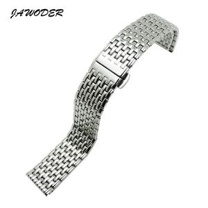 JAWODER Uhrenarmband 18 19 20 22 mm Herren Damen Silber Pure Solid Edelstahl Polieren Uhrenarmband Faltschließe Armband