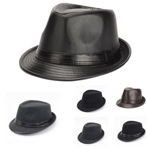 New Autunno Inverno British Style Men Jazz Caps Cappelli Moda Feltro di lana Fedora Cappello Trilby per uomini di mezza età e anziani GH-215