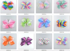 10st 18cm jojo pastell flora ombre band hårbågar alligator clips regnbåge randig dans cheerleader pageant hår bobbles tillbehör hd3476