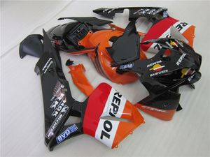 Injektionsform 100% passform för Honda CBR600RR 05 06 Orange Svart Motorcykel Fairings Set CBR600RR 2005 2006 Fairing OT25