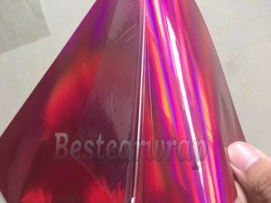 Rose Pink Chrome Holographic Vinyl Film car Wrap Covers with Air bubble Rainbow Chameleon Chrome covering Foil 1 52x20m Roll 241p