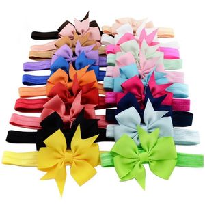 100 pcs mixed colour a lot Newborn Toddler Girl Vintage Baby Headband Lot Elastic Hair bow Headdress HJ062