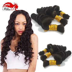 Afro sciolti branzoni brasiliani Bulk Human Hair per intrecciare il 100% di capelli intrecciati umani non trasformati Bulk Nero Nero Naturale 1B#