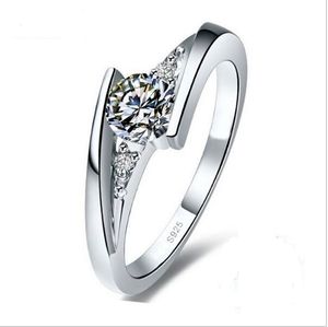 Anello in argento sterling 925 puro al 100% con fedi nuziali di fidanzamento con diamanti da 0,75 carati CZ per le donne JZR004