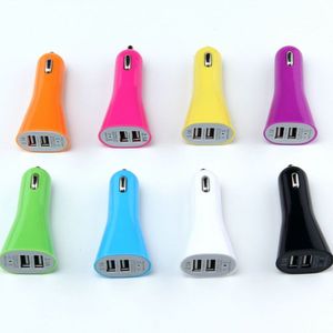 Atacado - Dual Port Horn Horn Carregador USB Adaptador USB 3.1a Carregador de carro colorido para iphone 6 5 5C 5S 4S Samsung S3 S4 S5 300pcs / lote