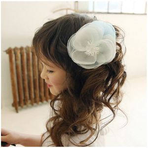 Korean Flower Baby Girls Accessories Sweet Floral Yarn bows for gifts Fashion Fascinator Hair Clip ballerina hair clips C066