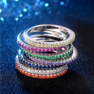 Nya Kvinnor Mode Smycken Victoria 925 Sterling Silver Multi Gemstones 5A Cubic Zirconia Women Wedding Band Ring för Loverens gåva