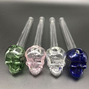 Hopahs rökningshandtag rör Skull Glass Bowl Oil Burner Clolored Glassoil Burner SmokingPipes