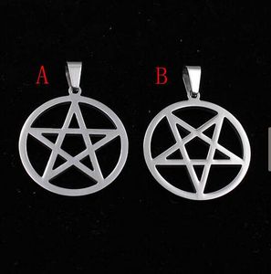 Välj Style Lot 5st i Bulk Partihandel Rostfritt Stål Inverterad Pentagram Satanic Worship Pendant Charms Silver Tone High Polished Män