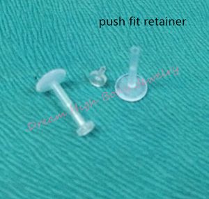 Push Clear Bioflex Retiner Monroe Lip Stud Pierścień Tragus Fit Labret 1.2x8mm i 10mm Bar 100 sztuk / partia Najnowsza biżuteria z piercing ciała