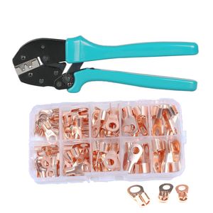 Engaste ferramenta Crimper Alicate com 70pcs Terminal anel aberto Barrel Copper Talões Kit