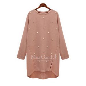 Wholesale- 2016 Fashion Winter Plus Size Pullover Women Sweater Knitwear Europe And America Pearl Long Section Sweaters Female XL-5XL X005