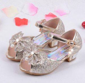 Barn Nya High Heels Party Sandals Princess Style Fashion Promskor För Girls Safty Quality Icke-slip Sandaler för barn G950