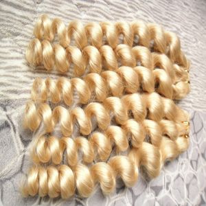 Cabelo humano loiro tecer 2 pcs pacotes de tecer cabelo virgem peruano 200g peruano onda solta tecer feixes