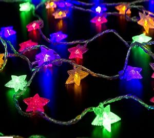Decoração de Natal LED Luz 50 Garland Brilhante Impermeável DC 4.5V Star Forma Casamento Banda de Casamento Ao Ar Livre Garland Lâmpadas LED