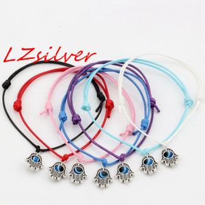 100pcs Hamsa Hand String Evil Eye Braccialetto regolabile con cavo in cera di colore misto fortunato