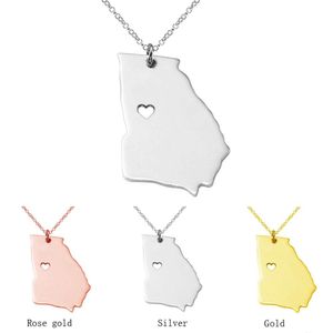 Wholesale usa plates for sale - Group buy stainless steel pendant necklaces map georgia USA Rose Gold plated fashion charm drop necklace With A Heart