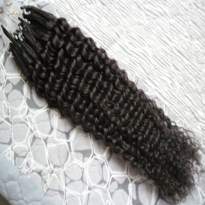 Hair extensions remy indian loop100g unprocessed indian hair kinky curly micro ring loop hair extensions