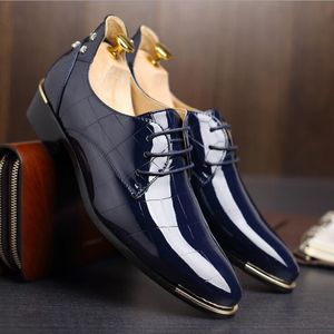 Herren-Kleidschuhe aus Lackleder, modische Hochzeitsschuhe, atmungsaktive Business-Schuhe, flache Schnürschuhe, Herren-Oxfords, Größe 38–48