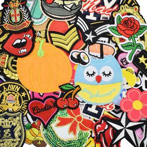 25 pcs Random Badge patches for clothing iron embroidered Diy patch applique iron on badges patches sewing accessories on clothing bags
