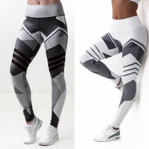 2017 eğlence kadınları dijital baskı fiess ince siyah beyaz yüksek bel legging spor yoga vücut geliştirme tozluk