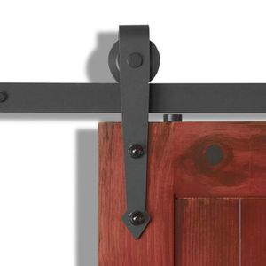 4-8ft Country Interior Single Wood Sliding Barn Door Hardware Track Hanger Roller Set Kit Arrow Style Closet