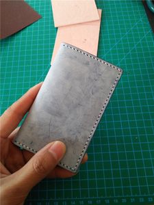 Skórzany portfel, męska skóra szczupła uchwyt na kartę Minimalistyczny prosty nowoczesny Idbag Handmade Billfold Natural Sewing Passport Torba Specjalna