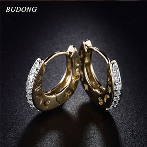 Atacado - Budong Moda Prata / Cor de Ouro Pequena Lua Star Brincos para Mulheres Pedra Cz Zircônia Cristal Jóias de Casamento Xue108
