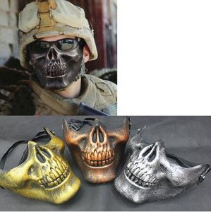 Plastskräckskull Jaw Mask Terror Halv ansikte Shied Human Skeleton Warrior Ghost Mask för Halloween Party