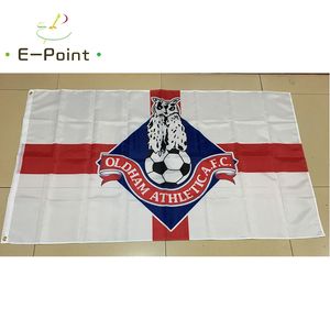 England Oldham Athletic AFC 3 x 5 Fuß (90 cm x 150 cm) Polyester-EPL-Flagge, Banner-Dekoration, fliegende Hausgarten-Flagge, festliche Geschenke