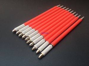 100 Pcs Red Manual Permanent Makeup Microblading Pen For Eyebrow Fit Permanent Makeup Microblading Round Needles