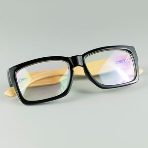 Rechteckiger Sonnenbrillenrahmen im Nerd-Stil, modische optische Brille mit echten Bambusbeinen, handgefertigte Brillen