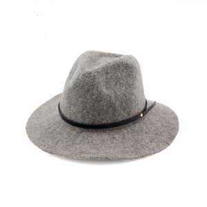100% ull jazz hattar kepsar för kvinnor höst vinter damer fedora hattar med bälte kvinnliga breda randen topp hattar 6 färger gh-217
