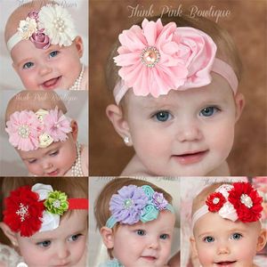 Yenidoğan Bebek Bantlar Büyük Çiçek Fotoğraf Sahne Bebek Kız Saten Rhinestone Saç Bantları Çocuk Saç Aksesuarları Parti Şapkalar KHA328