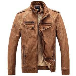 Wholesale- New Winter Leather Jacket Mens Coats Fur inside Men Motorcycle Jacket High Quality PU Leather Outwear MaleWinter 3XL Asian,JA4