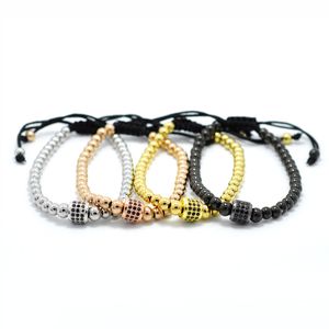 Anil Arjandas Män Armband Micro Black Cubic Zironia Stoppers Pärlor Briaching Macrame Bangle för Man Rostfritt Stål Smycken