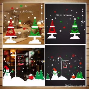 50 * 70 cm Frohe Weihnachten Schnee Rentier Weihnachtsmann Schneemann Kranz Baum Schaufenster Wandaufkleber Statischer Aufkleber Vinyl Aufkleber Weihnachtsdekoration