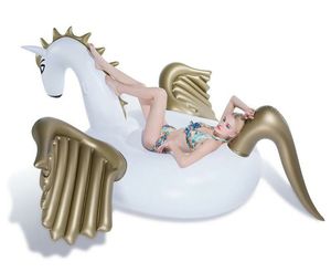 Sommar simma uppblåsbara flottör ringtur-on pool leksaker jätte uppblåsbara unicorn pegasus vatten simning float raft luftmadrass leksak dhl / fedex