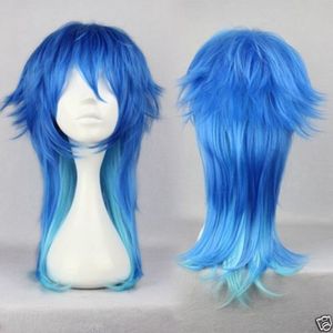 Dramatical Assassinato Aoba Segaraki Anime Longo Mista Azul Peruca de Cabelo Cosplay