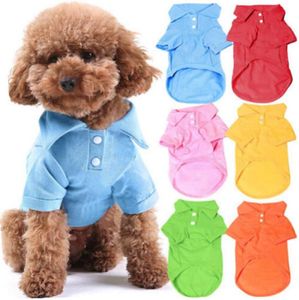 100% bomull husdjur kläder mjuk andningsbar hund katt polo t-tröjor husdjur kläder för vår sommar fall 6 färger 5 storlekar på lager